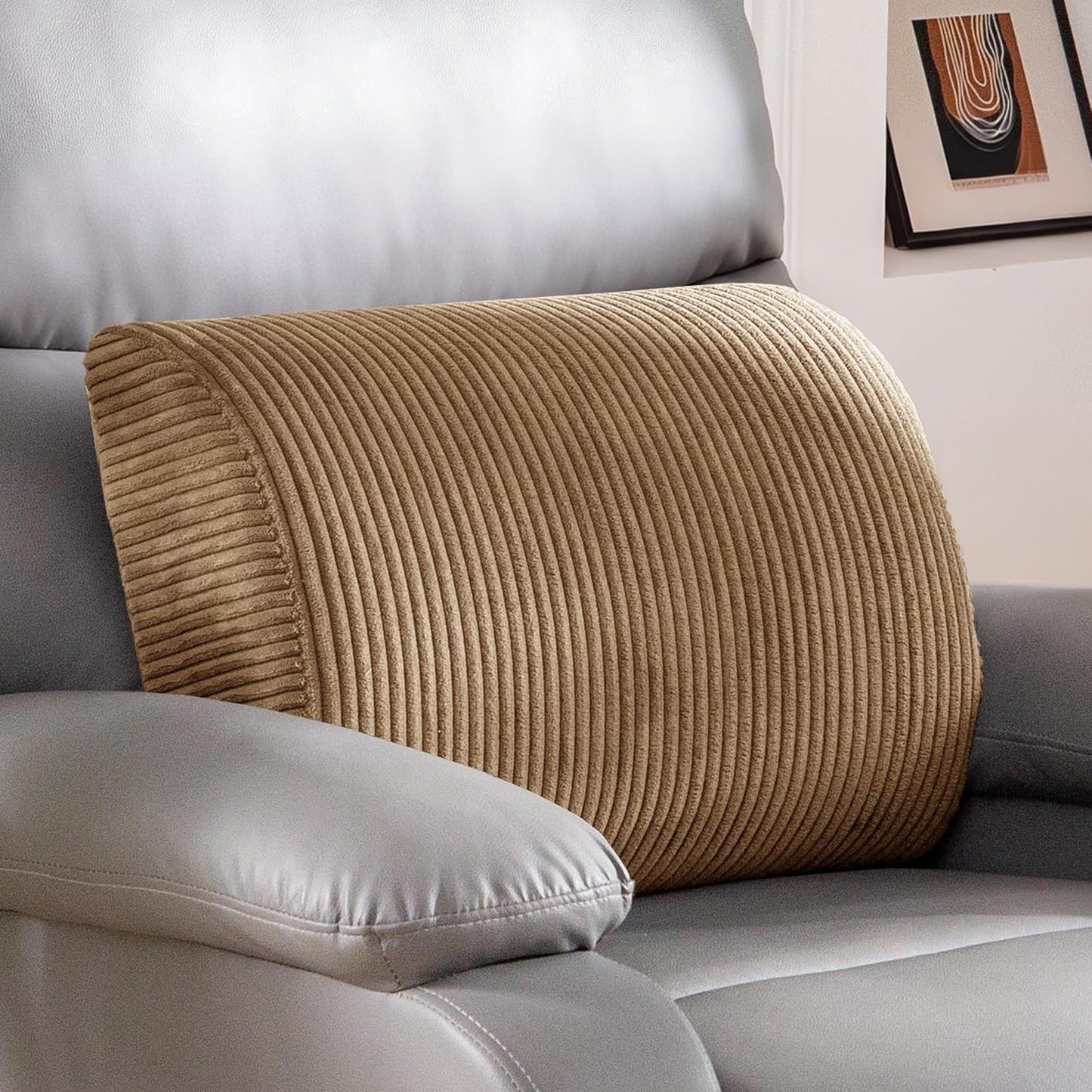 HIGOGOGO Lumbar Support Pillow for Recliner Chair/Accent Chair/Couch, Memory Foam Back Support Cushion for Elderly, Recliner Cushions for Back Rest, Pain Relief, Reading, Washable Cover, Dark Grey