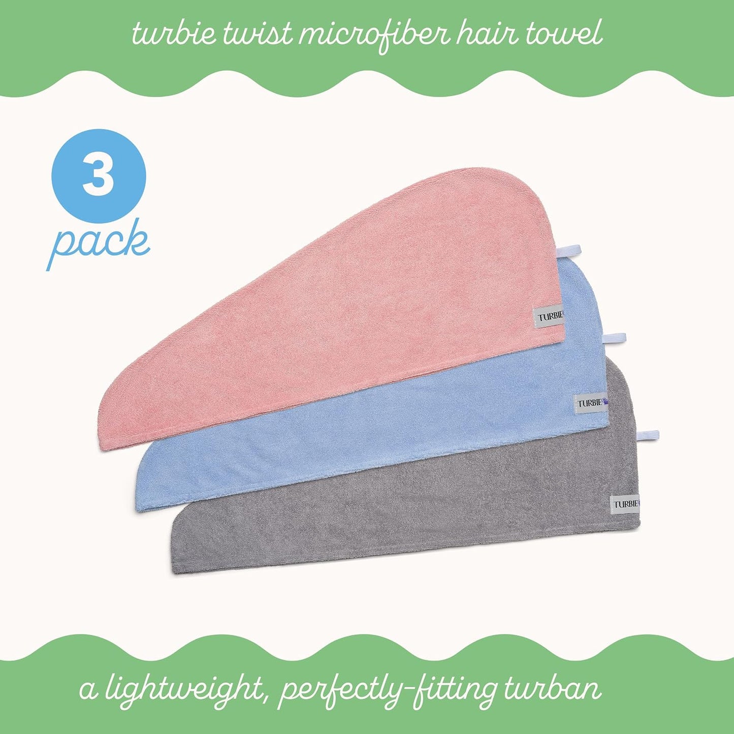 Turbie Twist 2-Pack Microfiber Hair Towel for Beauty, Travel, Gifting - Hair Wrap Turban for Straight, Wavy & Curly Hair - Premium Personal Care - Dark Purple & Light Purple