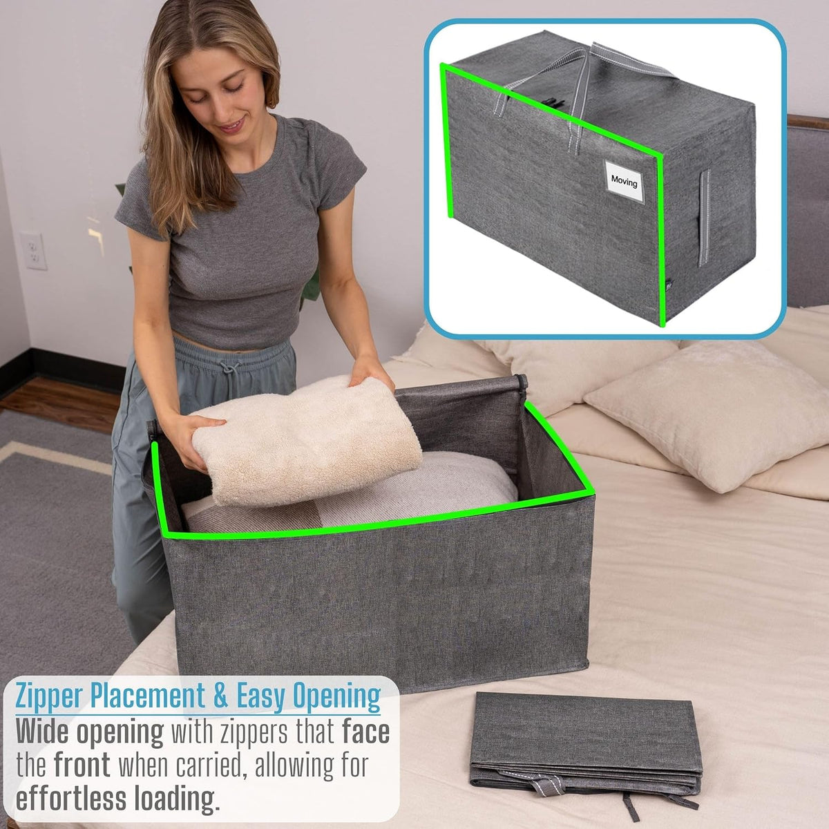 VENO Clear Extra Large Moving Bags & Storage Totes, Heavy Duty Organizer with Reinforced Handles & Strong Zippers for Clothes, College Dorm Essentials, Moving Supplies