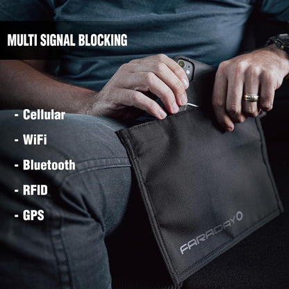 Faraday Defense Faraday Bag Jacket Pro for Phones | Magnetic Closure, Shielding - Law Enforcement & Military, Travel & Data Security, Privacy, Anti-Tracking Anti-Hacking Black (Phone Vertical)