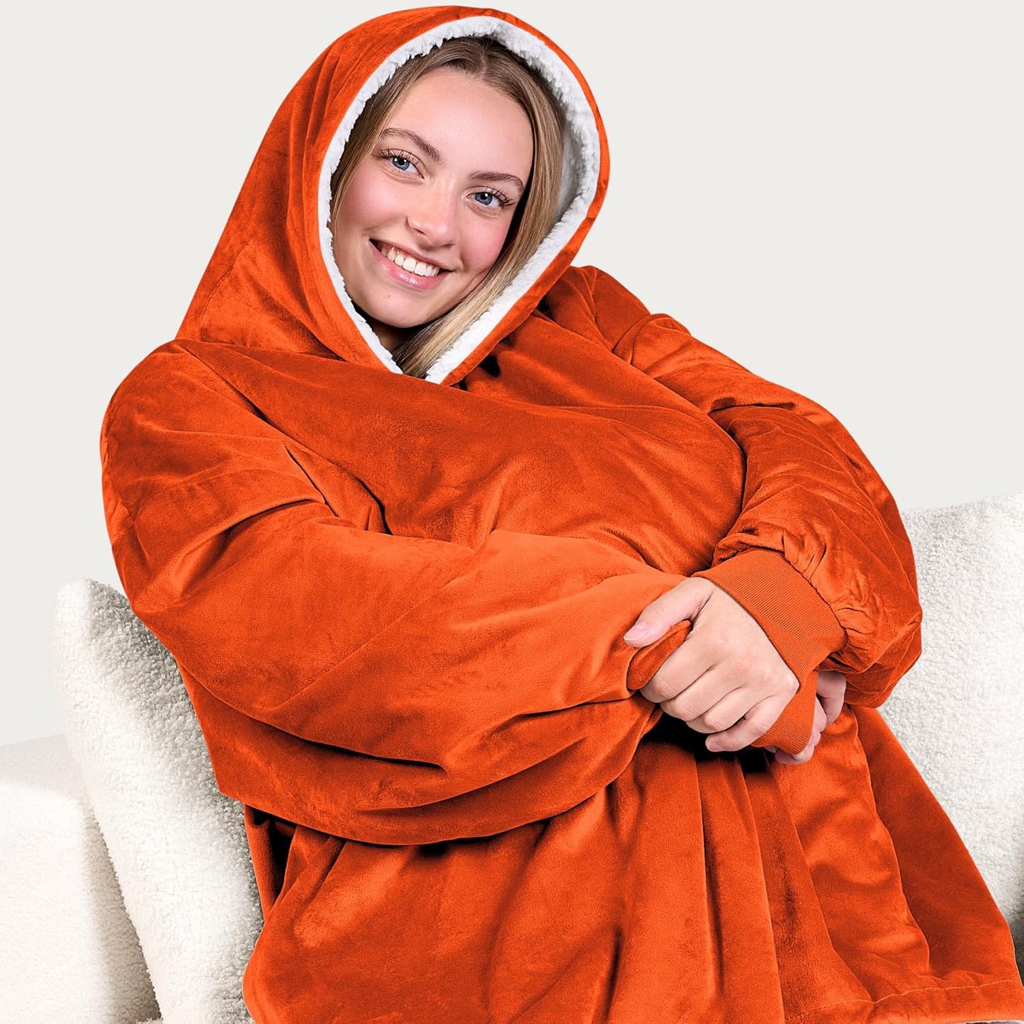 Bare Home Wearable Blanket Hoodie - Soft Plush Sherpa - Warm and Cozy - Oversized Wearable Blanket