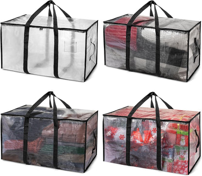 ClearSpace Heavy Duty Moving Bags - Water Resistant Storage Bags with Backpack Straps, Zippers and Handles - Large Moving Boxes for College Dorm, Travel, Closet Organization -, Clear