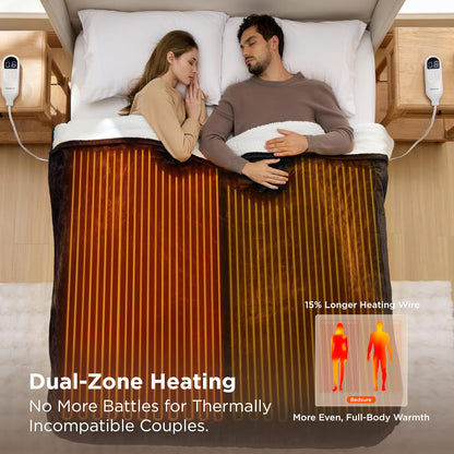 Bedsure Heated Blanket Throw Blanket with Preheat Function - Fast Heating Electric Blanket, Soft Flannel Throw with 6 Time Settings(Up to 10H), 6 Heating Settings, Gifts for Grandma (50"x60", Cream)
