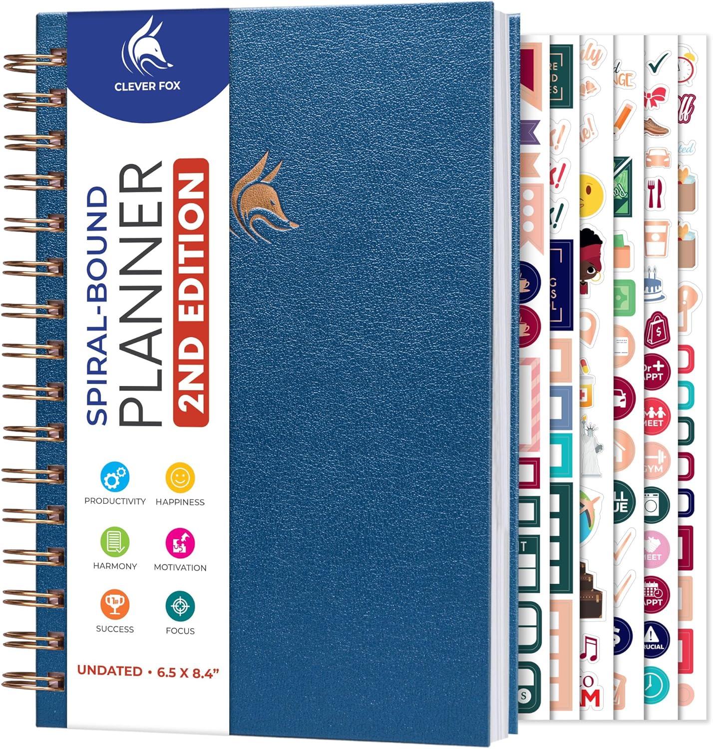 Clever Fox Planner 2nd Edition – Colorful Weekly & Monthly Goal Planner, Time Management & Productivity Organizer, Undated, A5 (Dark Teal)