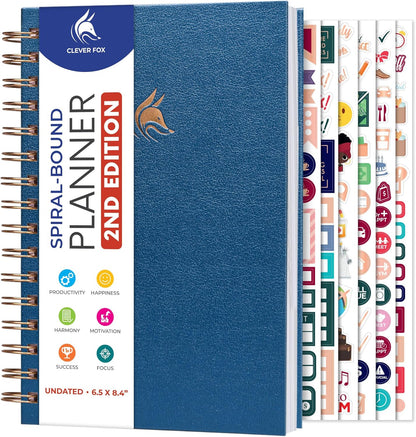 Clever Fox Planner 2nd Edition – Colorful Weekly & Monthly Goal Planner, Time Management & Productivity Organizer, Undated, A5 (Dark Teal)