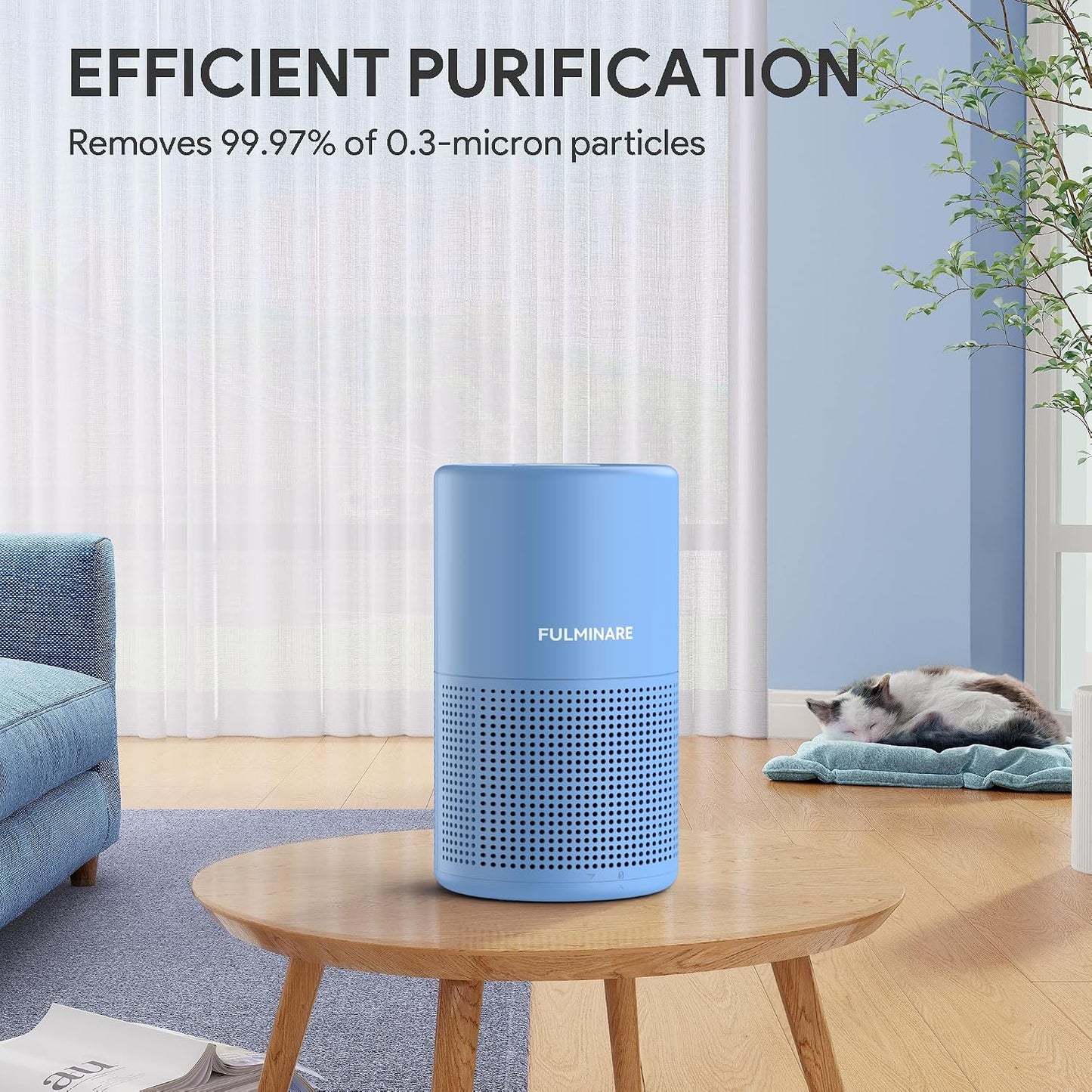 FULMINARE Air Purifiers for Home Bedroom H13 HEPA Air Purifier, 3 Speeds, Timer, 24dB, Small Mini Air Purifier with Night Light, Sage Green