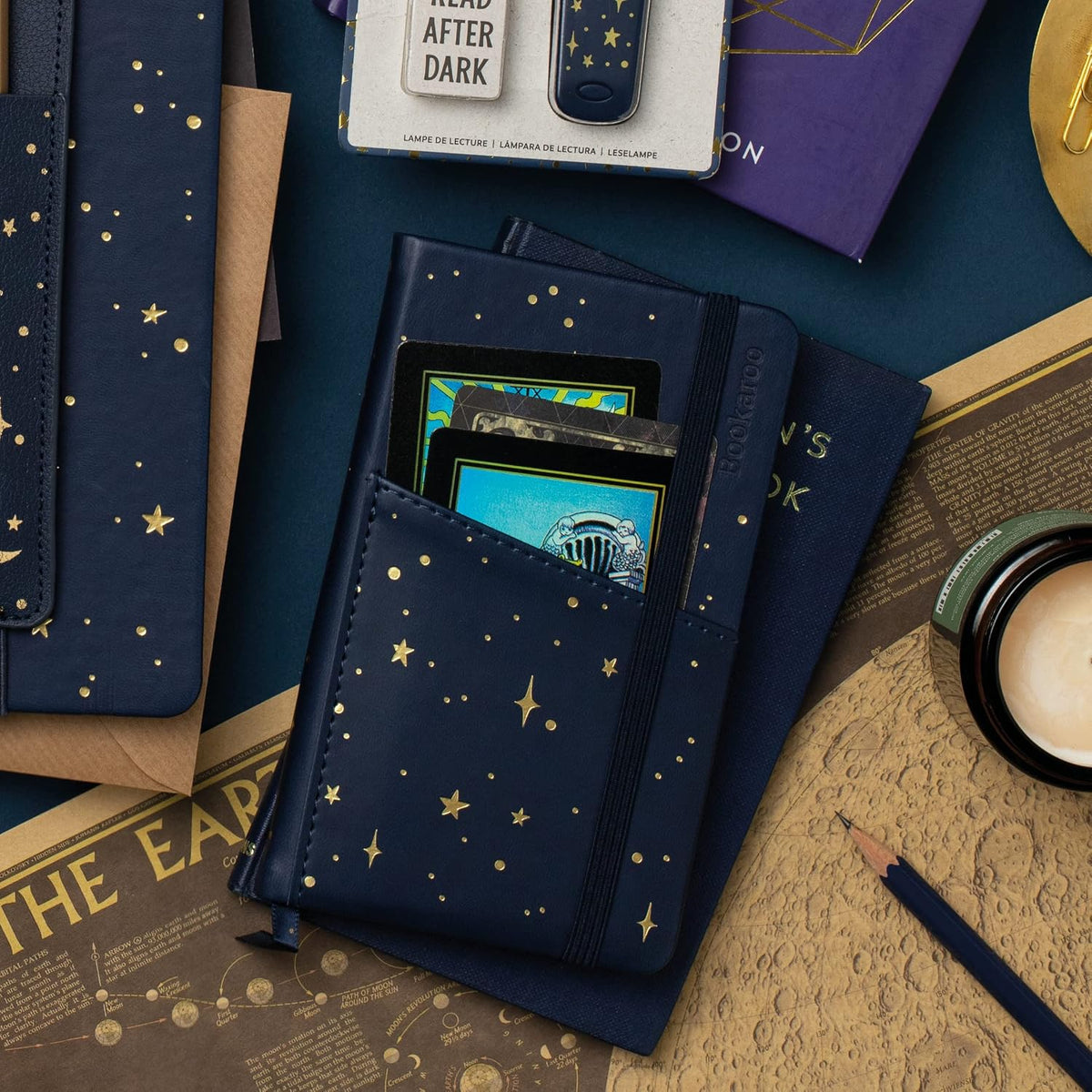 IF Compact Book Light - Moon & Stars, Dark Blue/Gold