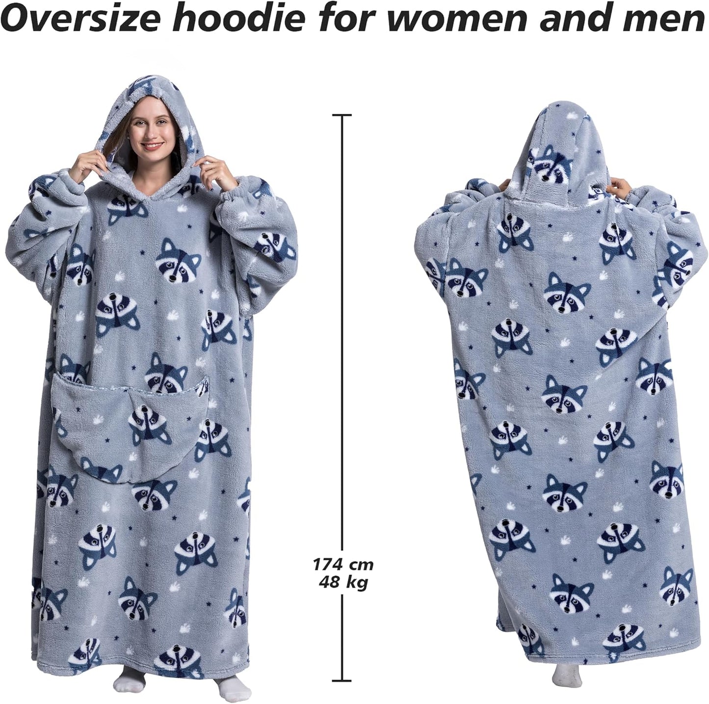 Capecage Blanket Hoodie, Long Hooded Blanket Sweatshirt as Birthday Gifts for Women Men, Long Wearable Blanket for Women Men.