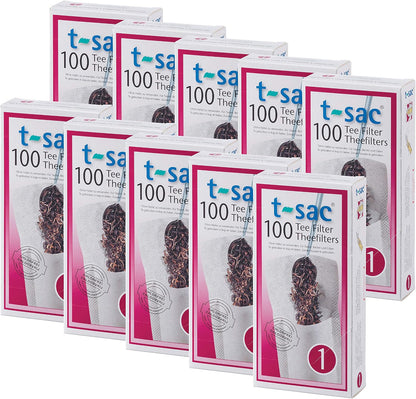 T-Sac Tea Filter Bags, Disposable Tea Infuser, Number 1-Size, 1-Cup Capacity, Set of 100