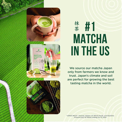 Jade Leaf Matcha - Traditional Starter Set - Japanese Matcha Gift Set Includes: Bamboo Whisk (Chasen), Scoop (Chashaku), Stainless Steel Sifter, Fully Printed Handbook