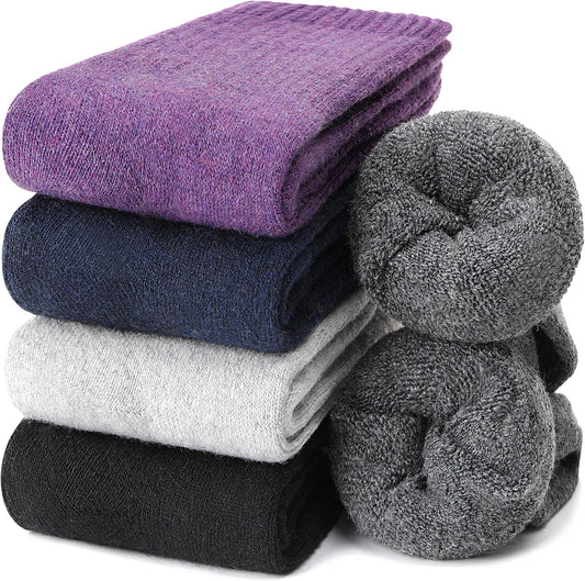 EBMORE Merino Wool Socks for Women Hiking Thermal Warm Winter Thick Boot Cozy Crew Comfy Work Socks for Ladies 5 Pairs