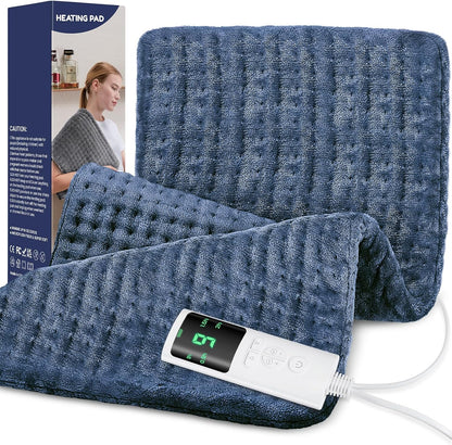 Extra Large Heating Pad for Back Pain Relief, 33"x17" Electric Heat Pad for Neck, Shoulders, Cramps, Menstrual Pain, 9 Heat Settings & 4 Auto-Off Timers, Soft Machine Wash Fabric, Gifts for Lover Gray