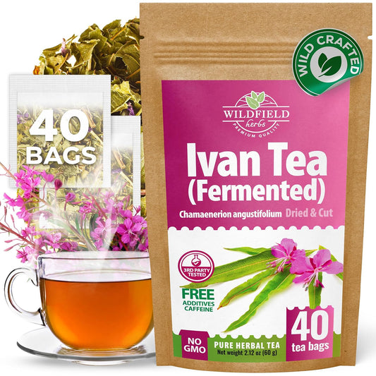 40 Bags Ivan Tea Siberian Fireweed Tea Herb Blooming Sally (Chamerion Angustifolium) - Ivan Chai 40 Count 1.5 g Bags Epilobium Angustifolium Иван Чай