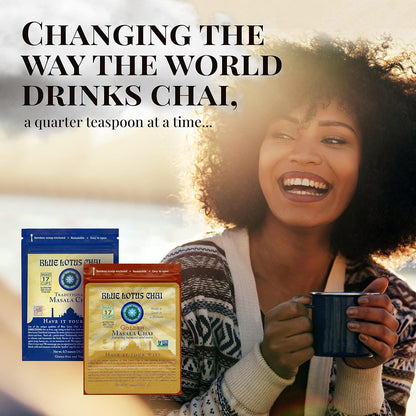 Blue Lotus Chai - Rooibos Flavor Masala Chai - Makes 65 Cups - 2 Ounce Masala Spiced Chai Powder with Organic Spices - Instant Indian Tea No Steeping - No Gluten