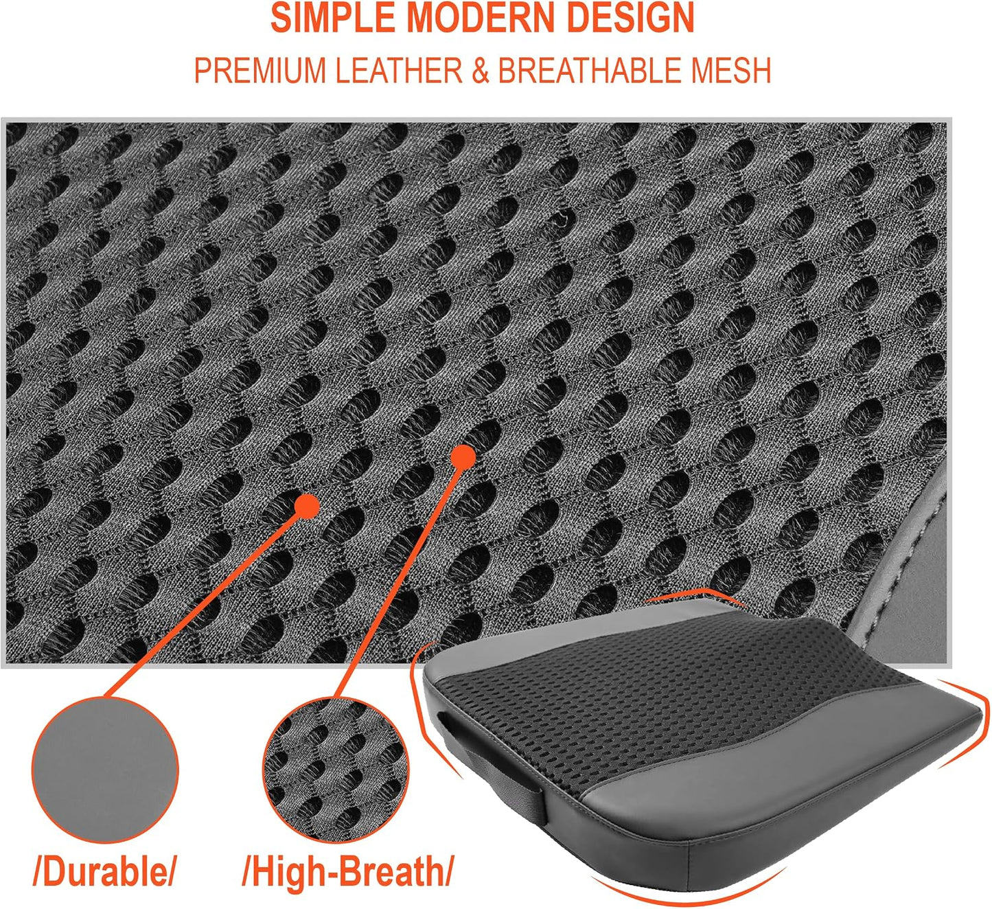 Lofty Aim Car Seat Cushion, Comfort Memory Foam Car Cushions for Driving - Sciatica & Lower Back Pain Relief, Driver Seat Pillow for Auto, Office Chair, Wheelchair - Black