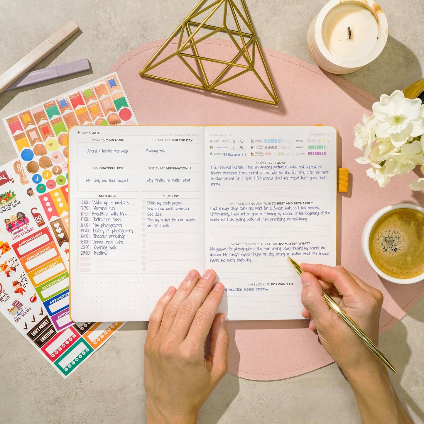 Clever Fox Self-Care Journal for Women, Daily Planner 5.8x8.3 Aquamarine