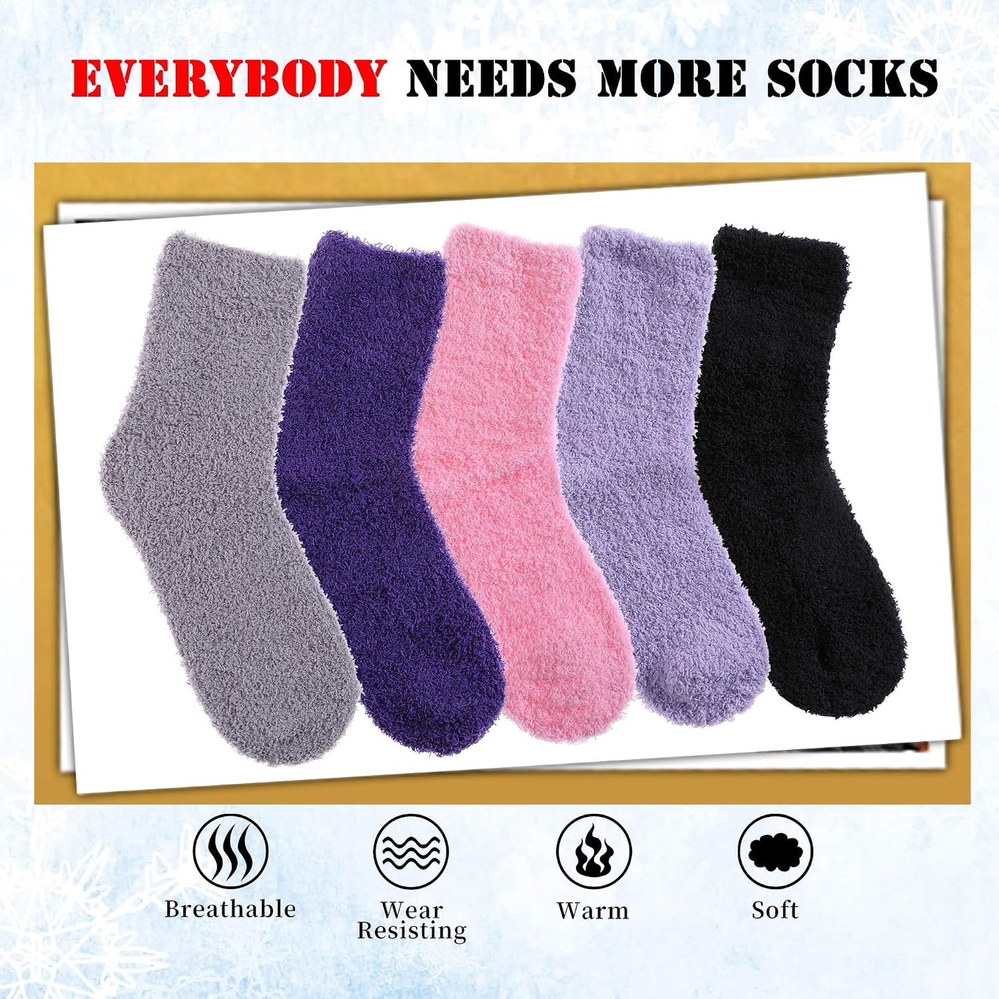 LANLEO 5/6 Pairs Womens Super Soft Fuzzy Plush Warm Winter Home Sleeping Slipper Socks