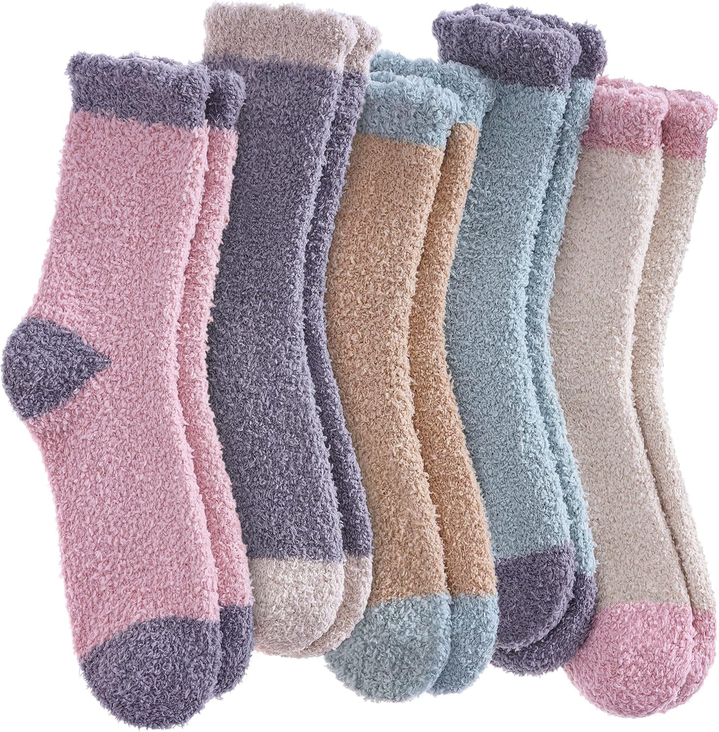 SDBING Fuzzy Socks for Women Soft Fluffy Home Sleeping Socks Cozy Warm Slipper Socks 6 or 5 Pairs
