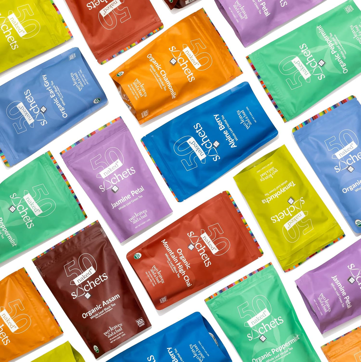 Two Leaves and a Bud Alpine Berry Naked Tea Sachets, 50 Count (Pack of 1)