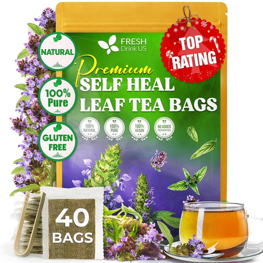 FreshDrinkUS, Premium Self Heal Leaves Tea | 40 Tea Bags | Premium Dried Self Heal Herb for Herbal Tea – Naturally Caffeine-Free, Clean & Convenient Tea Bags. Sugar-Free. Vegan