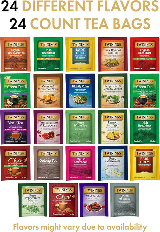 Twinings Gift Advent Calendar, Tea Bags Sampler Assortment, Variety Pack 24 Different Flavours for Tea Lovers: Her, Him, Women, Men, Couples, Family, Friends, Coworkers