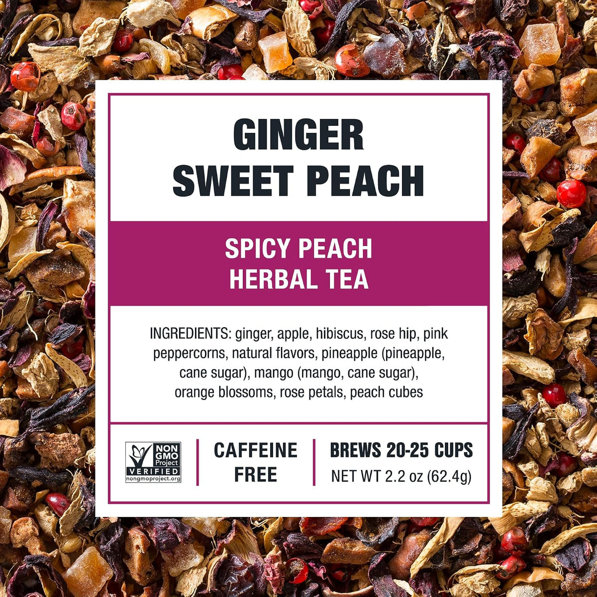 Tiesta Tea Ginger Sweet Peach Herbal Tea Loose Leaf Caffeine Free 2.2oz