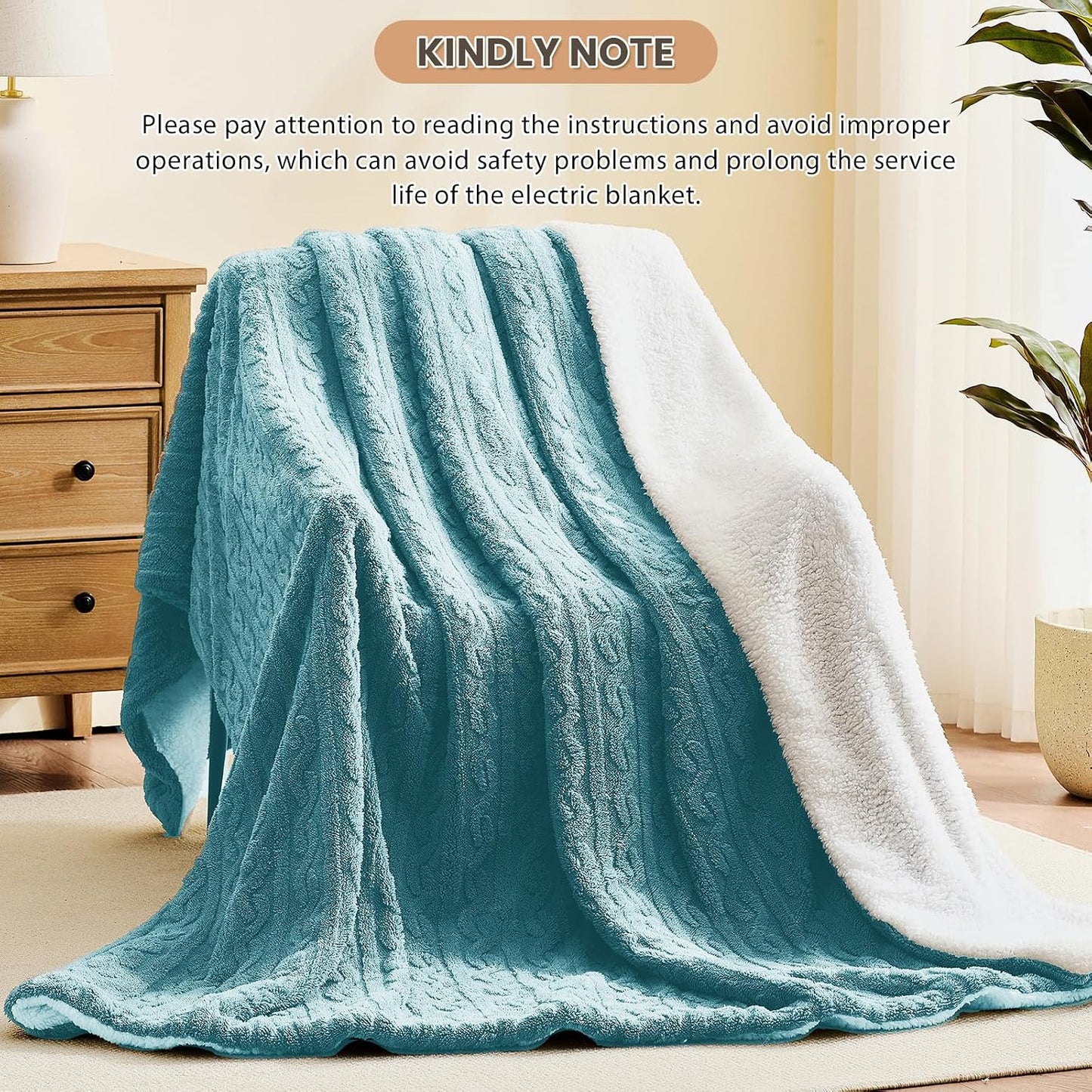 Homemate Electric Heated Blanket Twin - 62"x84" Heating Bed Blankets Throw with 10 Heating Levels 8 Hours Auto Off Fast Heating Over-Heated Protection Ultra Soft Warm Flannel ETL Certified Grey - Colors B