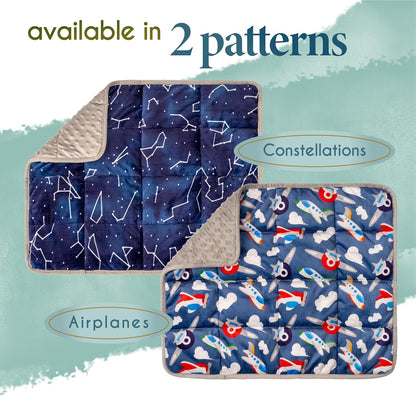 Florensi Weighted Lap Pad – 5 lb, 20 x 23 in, Blue Constellations – Portable Weighted Comfort Blanket – Soft Sensory Lap Throw – Machine Washable Travel & Home Relaxation Blanket