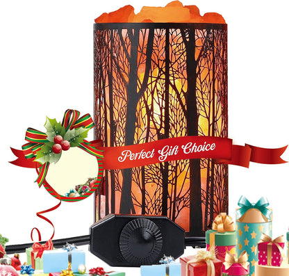 Shineled Himalayan Salt Lamp, Salt Rock Lamp Natural Night Light in Forest Design Metal Basket with Dimmer Switch (4.1 x 6.5 4.4-5lbs), 25Watt Bulbs & ETL Cord 1 Pack