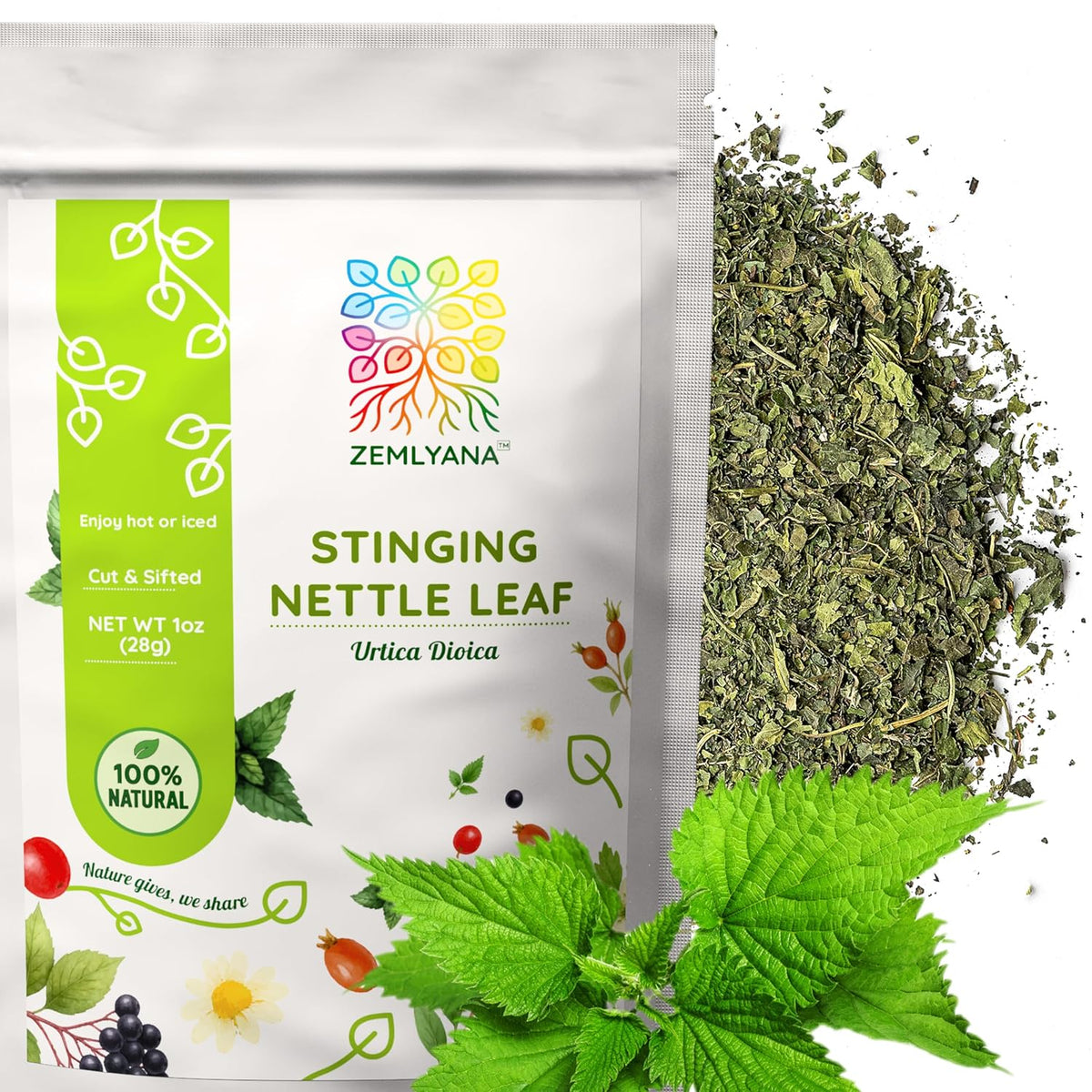 Stinging Nettle Leaf Tea - Wildcrafted Cut & Sifted Dried Leaves, 1oz