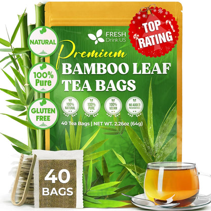 FreshDrinkUS, Premium Bamboo Leaf Tea, 40 Count, Pure, Caffeine Free