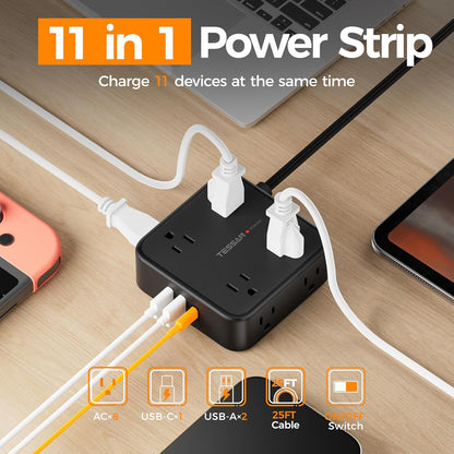 TESSAN Surge Protector Power Strip with 900J Surge Protection, 5 Ft, Grey