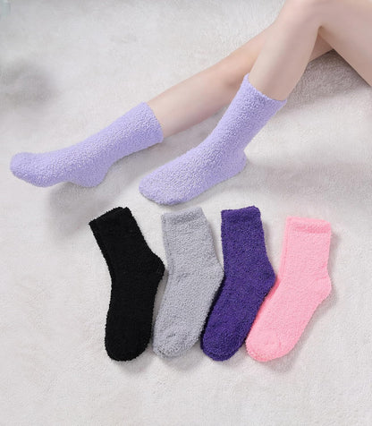 SDBING Fuzzy Socks for Women Soft Fluffy Home Sleeping Socks Cozy Warm Slipper Socks 6 or 5 Pairs