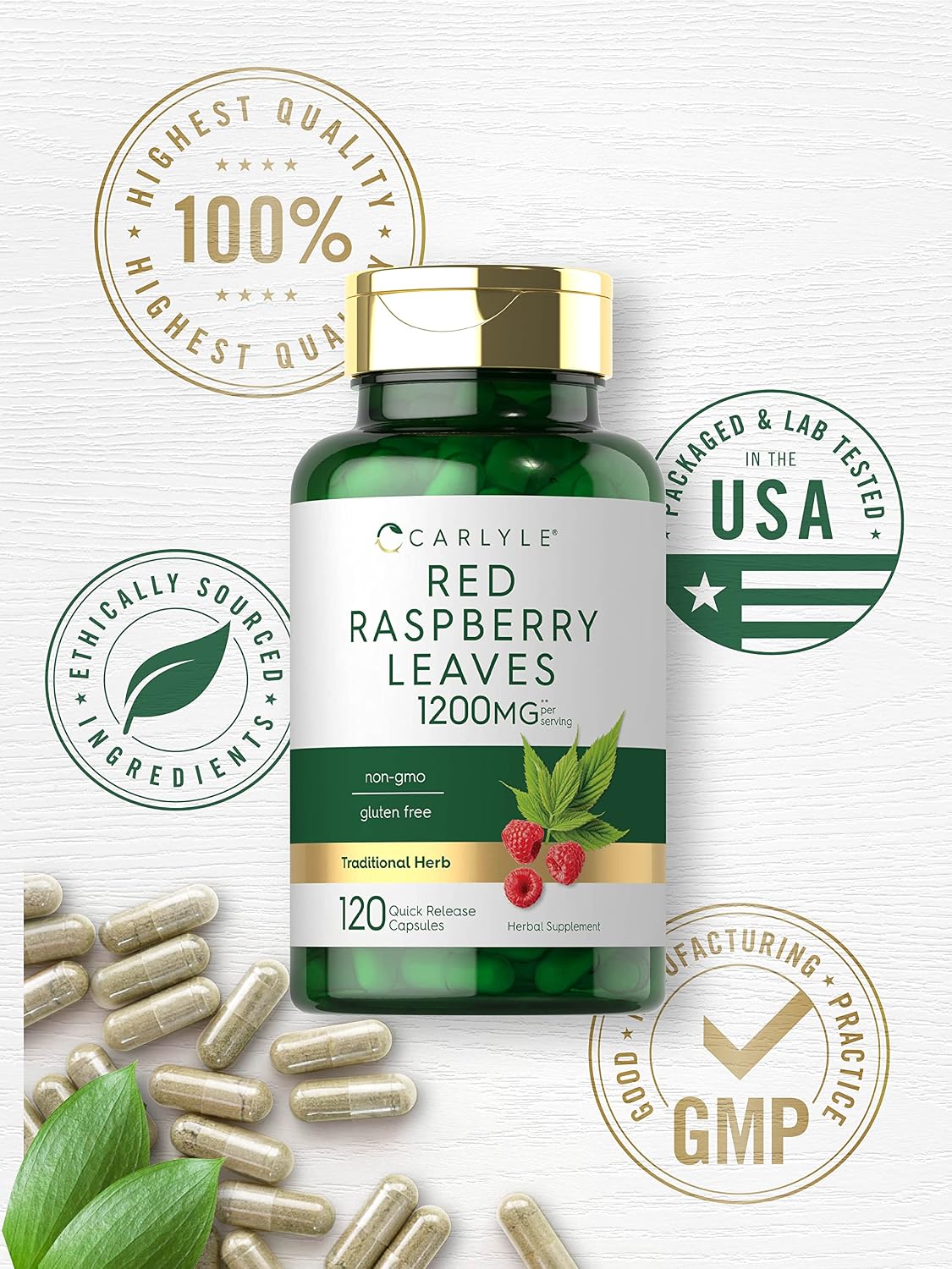 Carlyle Red Raspberry Leaf Capsules | 120 Count