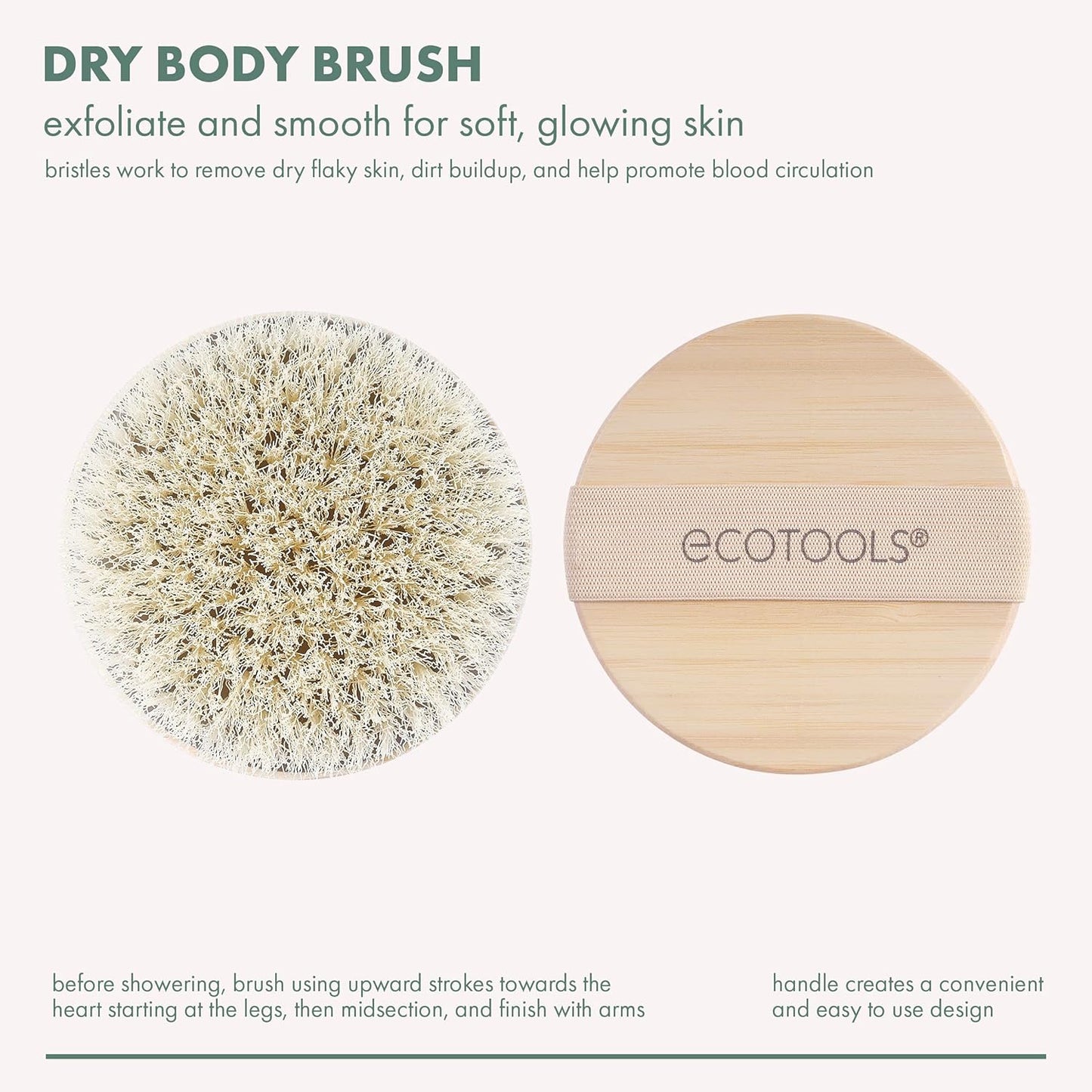 EcoTools Dry Body Brush, Cruelty-Free Bristles Exfoliate & Smooth Skin, Dry Brushing Removes Flaky Skin, May Help Improve Circulation & Tone, Vegan & Cruelty-Free, 1 Count