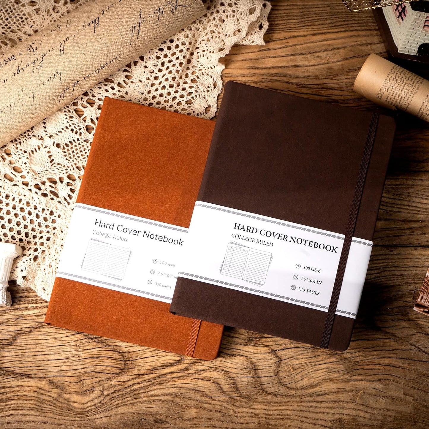 CAGIE Lined Journal Notebook for Women Men 320 Pages 100 Gsm Paper Thick Journaling Notebooks A5 Leather Journals for Writing Hardcover Journal Supplies for Work Note Taking Diary, 5.7x8.3 In, Green