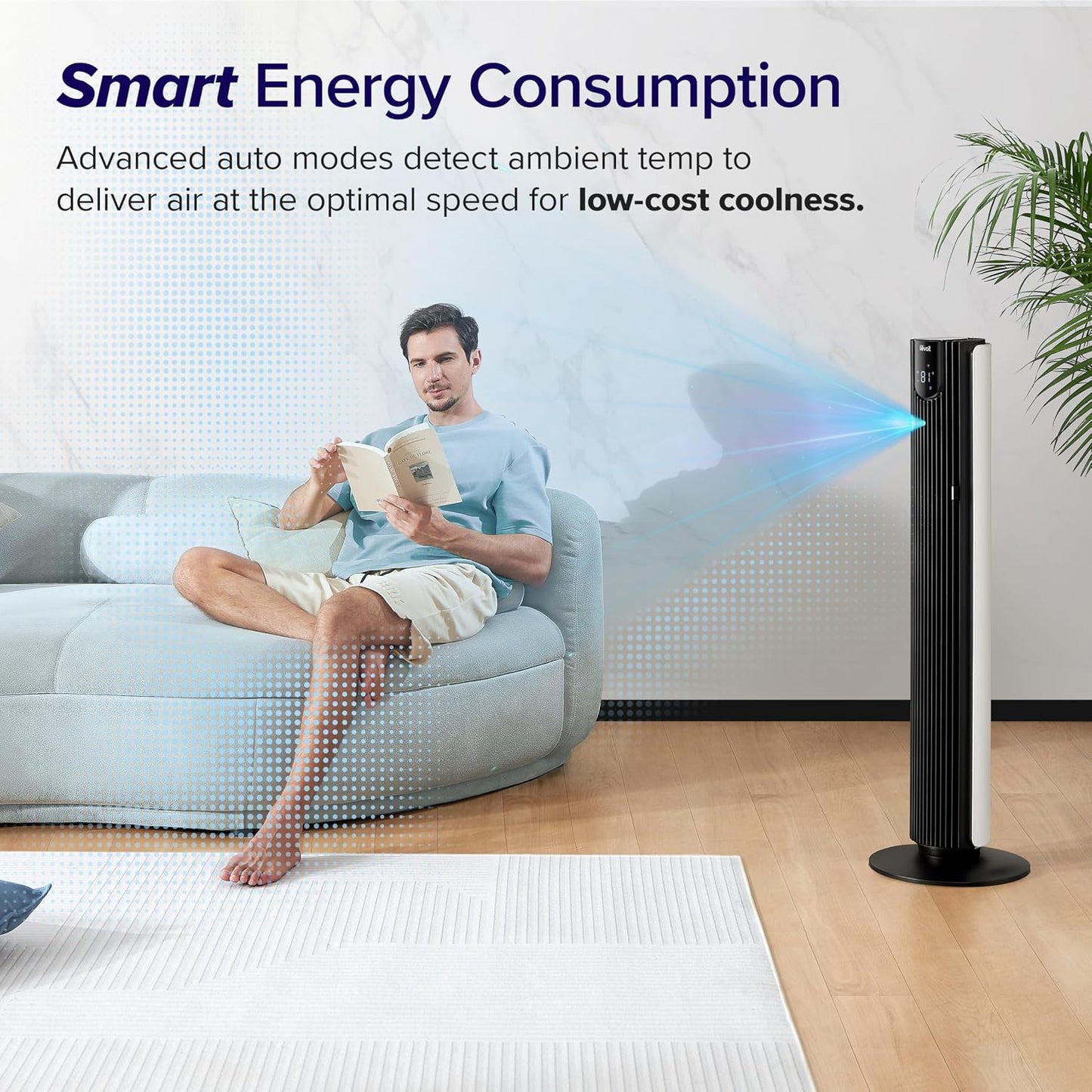 LEVOIT Tower Fan for Bedroom, Standing Fan with 36”-47” Adjustable Height, 90° Oscillating Room Fan, 28dB Quiet for Sleep, 23 ft/s Velocity, 5 Speeds 4 Modes, 12H Timer, Remoter, for Home, White