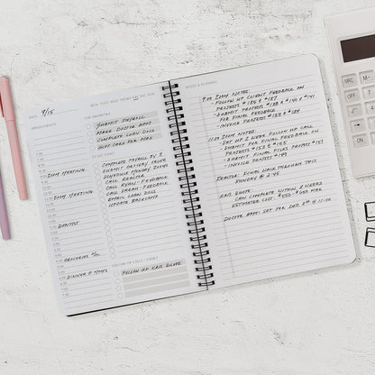 Beautiful Daily Planner And Notebook With Hourly Schedule - Spiral Notebook