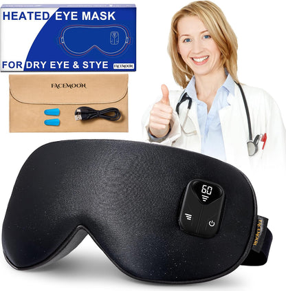 Cordless Heated Eye Mask for Dry, Tired Eyes, Hot Compress with Flaxseed Nose Bridge for Better Blackout & Focused Warmth, Rechargeable Warm 3 Heat Levels, 4 Timers, No Microwave Needed, Pink
