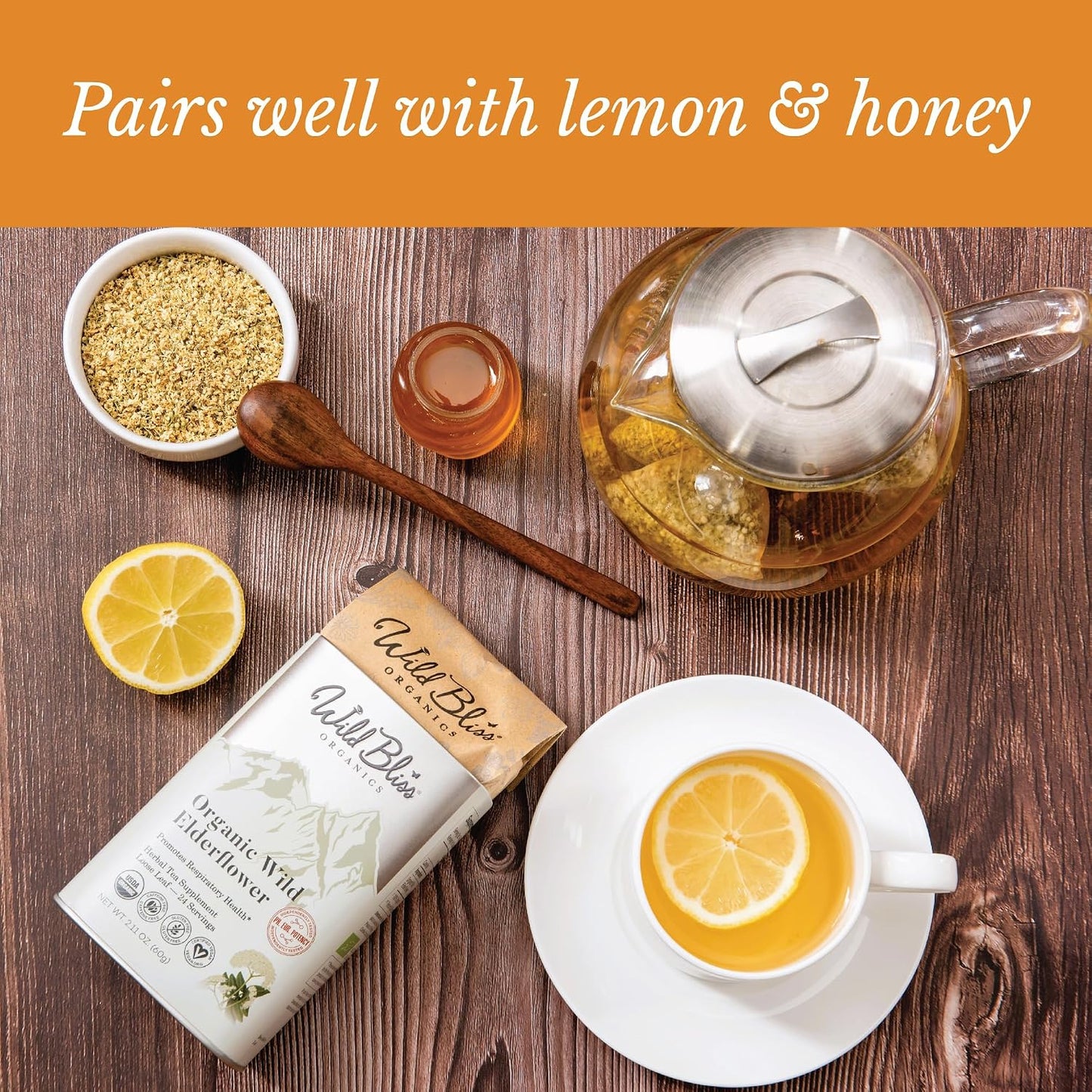 Organic Lemon Balm Tea - Caffeine Free Loose Leaf Herbal Tea - Pharmacopoeia Potency - 25 Servings