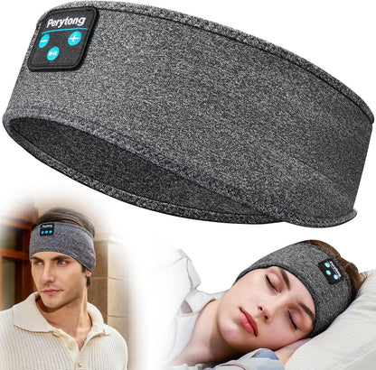 Perytong Sleeping Headphones Bluetooth Headband, Soft Long Time Play Sleeping Headsets with Built in Speakers Perfect for Workout,Running,Yoga,Travel, Darkgray