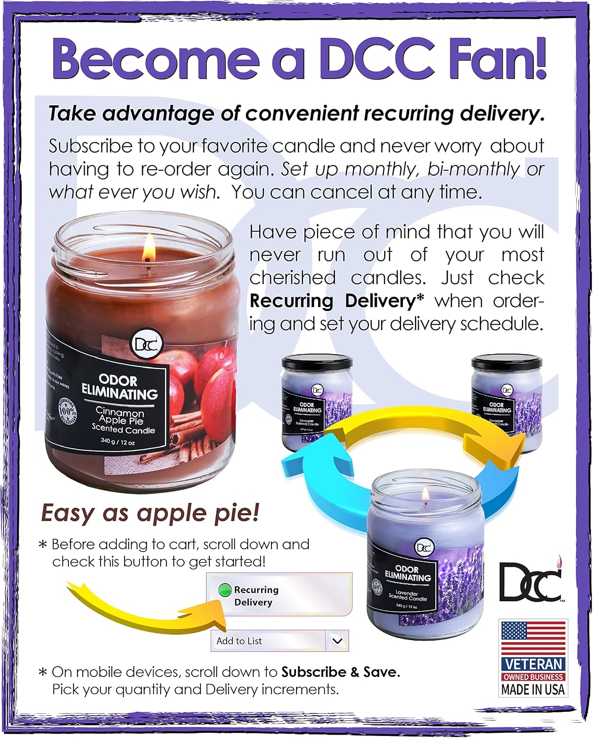 Vanilla Bean Odor Eliminating Highly Fragranced Candle - Eliminates 95% of Pet, Smoke, Food, and Other Smells Quickly - Up to 80 Hour Burn time - 12 Ounce Premium Soy Blend - Colors A