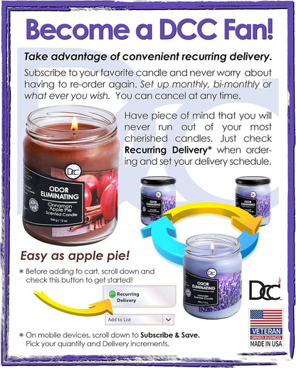 Vanilla Bean Odor Eliminating Highly Fragranced Candle - Eliminates 95% of Pet, Smoke, Food, and Other Smells Quickly - Up to 80 Hour Burn time - 12 Ounce Premium Soy Blend - Colors A