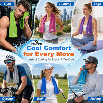 YQXCC 4 Pack Cooling Towels (47"x12"), Ice Cool Neck Towel, Soft Breathable Microfiber for Yoga, Golf, Gym, Running, Camping & Hot Weather