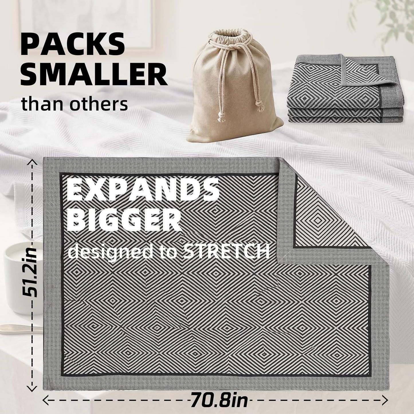Travel Blanket Airplane - Ultra Soft & Lightweight Knit Design Compact Airplane Blanket,53x72 Inch,Stylish Travel Shawl Wraps for Flights,Office,Home Use,Travel Essentials & Gifts