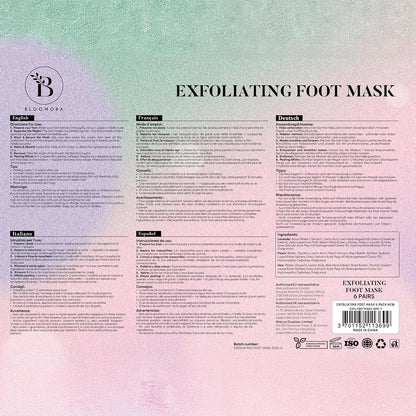 BLOOMORA Foot Peeling Mask (6 pairs) Exfoliating Foot Mask for Dry Cracked Feet with Lavender & Shea Butter, Dead Skin & Callus Remover for Feet, Exfoliating Socks for Women & Men, One Size Fits Most