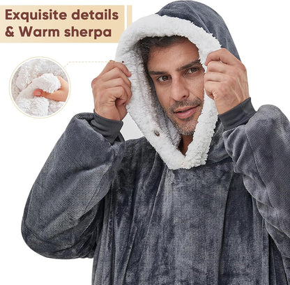 yescool Wearable Blanket Hoodie, Flannel Sherpa Fleece Blanket Sweatshirt for Adults Women Men,One Size Fits All - Colors B