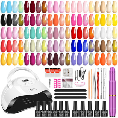 NAIL POLISH KIT with U V Lamp and Drill Starter Kit 36 Colors Gel Nail Polish Nail Art Gel Manicure Kit