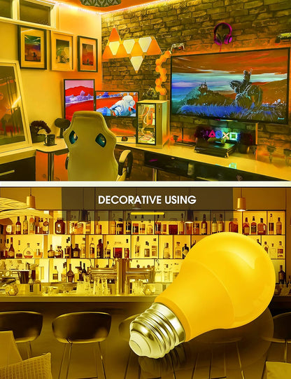 L LOHAS LED Sleep aid Amber Light Bulbs, Blue Light Blocking, A19 9W(60 Watt Equivalent) Dim Light Bulbs, 1800K Warm Light Bulb, E26 Base, 2 Pack