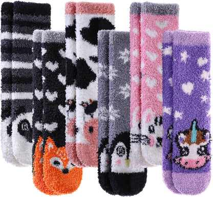 LINEMIN Womens Fuzzy Socks Cozy Fluffy Winter Warm Slipper Socks Microfiber Soft Home Sleeping Socks